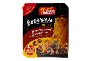 Вермішель швидкого приготування яєчна з смаком грибів з азіатським соусом негостра 130г Голден Драгон