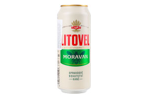 Пиво 0.5л 4.6% світле фільтроване пастеризоване Moravan Litovel з/б