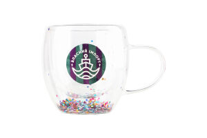 Склянка д/напоїв Святкова з блискіт подв дно 250мл