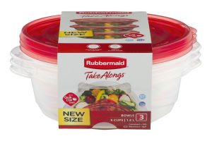 Rubbermaid Take Alongs Bowls 5 Cups Containers + Lids - 3 CT