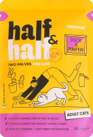Корм влажный полнорационный для взрослых котов с уткой и тыквой в соусе Premium Half&Half д/п 85г