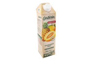 Сок неосветленный пастеризованный из смеси фруктов Тропический микс Galicia т/п 1л