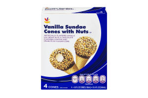 Ahold Vanilla Sundae Cones With Nuts - 4 CT