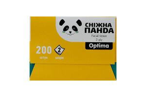 Серветки паперові 2-х шарові 190х175мм Optima Сніжна Панда 200шт