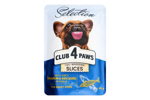 Корм вологий для дорослих собак малих порід Salmon&Mackerel Selection Premium Club 4 Paws д/п 85г