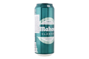 Пиво 500мл 4.8% світле фільтроване пастеризоване Clasica Mahou з/б