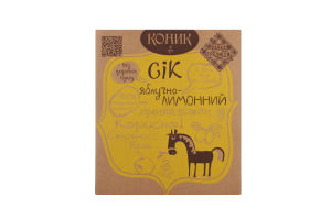 Сік яблучно-лимонний неосвітлений пастеризований Коник Лавка традицій к/у 3л