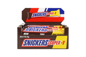 Батончик зі смаженим арахісом карамеллю і нугою вкритий молочним шоколадом Super+1 Snickers м/у 3х37.5г