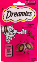 Корм сухой дополнительный для взрослых котов и котят старше 8 недель с говядиной Dreamies д/п 60г