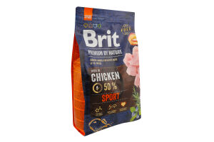 Корм сухой для собак всех пород с высокими затратами энергии с курицей Sport Premium by nature Brit м/у 3кг