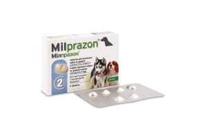 Таблетки д/цуценят та собак дрібних порід від 0,5 до 5кг від гельмінтів з смаком м"яса 2шт Мілпразон