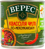 Квасоля чилі по-мексиканськи стерилізована Верес з/б 400г