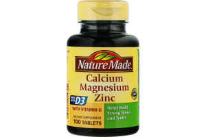 Nature Made Calcium Magnesium Zinc Tablets - 100 CT