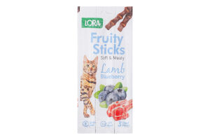 Ласощі д/дорослих котів Fruity Sticks з ягням та чорницею 3*5г Lora