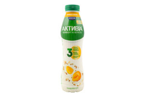 Бифидойогурт 1.2% питьевой Абрикос-злаки Активіа п/бут 500г