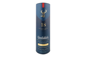 Віскі 0.7л 40% односолодовий 18YO Glenfiddich тубус