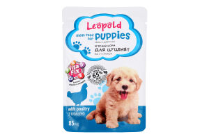 Корм консервированный мясной для щенков С птицей Leopold д/п 85г