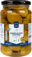 Оливки зеленые фаршированные анчоусами в подсолнечном масле пастеризованные Metro Chef с/б 320г