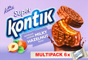 Печенье-сэндвич со вкусом фундука молочный вкус Super Kontik к/у 6х45г