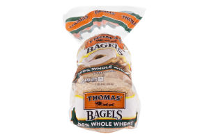 Thomas' Bagels 100% Whole Wheat Pre-Sliced - 6 CT