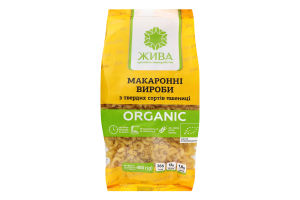 Изделия макаронные органические из твердых сортов пшеницы Рожки Жива м/у 400г