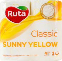 Папір туалетний 2-х шаровий Sunny Yellow Classic Ruta 4шт