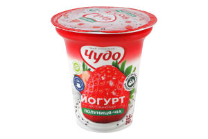 Йогурт 2.5% с наполнителем фруктовым Клубника-чиа Чудо ст 240г