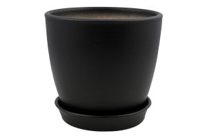 Горщик чорний матовий кераміка 13*12*1см Духм'яна піч