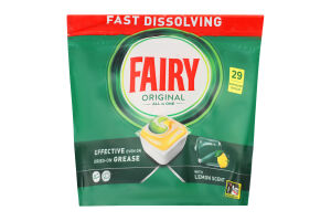 Засіб для миття посуду в посудомийних машинах в капсулах Lemon All in One Original Fairy 29шт