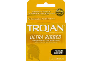 Trojan Ultra Ribbed Condoms - 3 CT