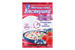 Каша овсяная быстрого приготовления с клубникой и голубикой с подсластителями Вівсянушка м/у 40г