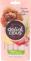 Ласощі для собак кремові Яловичина з додаванням сиру та спаржі Delickcious м/у 4х15г