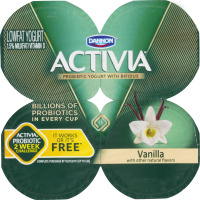 Dannon Activia Lowfat Probiotic Yogurt with Bifidus Vanilla - 4 PK