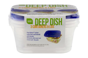 Smart Sense Deep Dish Containers & Lids - 3 CT