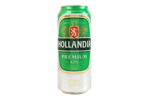 Пиво 0.5л 4.7% світле Premium Hollandia з/б