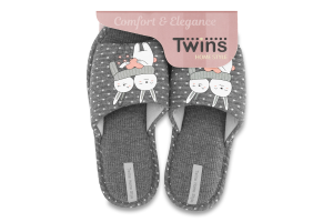 Тапочки открытые домашние женские Twins №5819 36-37 серый