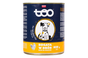 Корм вологий повнораціонний для дорослих собак з домашньою птицею в соусі Teo з/б 850г