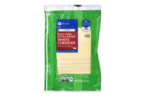 SE Grocers Sliced New York Extra Sharp White Cheddar Natural Cheese - 12 CT