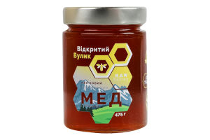 Мед натуральний квітковий Гірський Відкритий Вулик с/б 475г