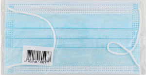 Маска медична тришарова на резинках 1шт +103