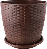 Горщик д/квітів Ротанг темно-коричневий з підставкою 24*22см арт114058 Алеана
