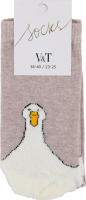 Шкарпетки жіночі Гусь-обнімусь бежеві меланж класичні р.23-25 V&T