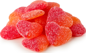 Цукерки Серця зі смак персику зацукрован желейні