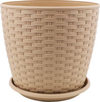Горщик д/квітів Ротанг кремовий з підставкою 20*18см арт114057 Алеана