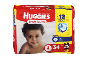 Huggies Snug & Dry Diapers Size 3 - 34 CT