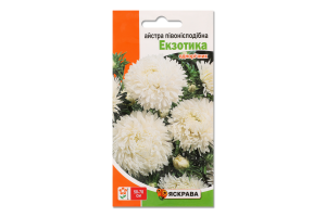 Насіння Квіти Айстра Екзотика біла півонієподібна 0,3г Яскрава