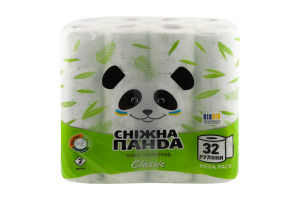 Папір туалетний 2-х шаровий Classic Сніжна панда 32шт