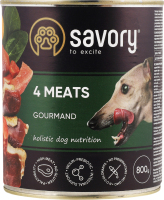 Корм д/собак 4види м"яса 800г ж/б Сейворі