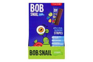 Конфеты фруктовые Яблочно-грушево-черничный страйп Bob Snail к/у 6х14г