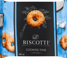 Печенье сдобное песочно-отсадное с кокосом Cookies time Biscotti м/у 160г